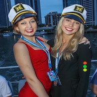 Girls with sailor hats at gold coast over 18 schoolies boat party