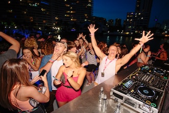Schoolies Gold Coast party boat roof top dance floor & sick DJ setup