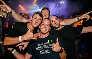 group of four guys partying on the Gold Coast