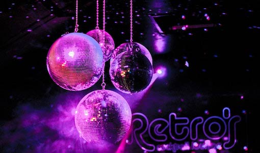 Disco balls in Retros nightclub in Surfers Paradise Gold Coast Down Under tour nightlife venue