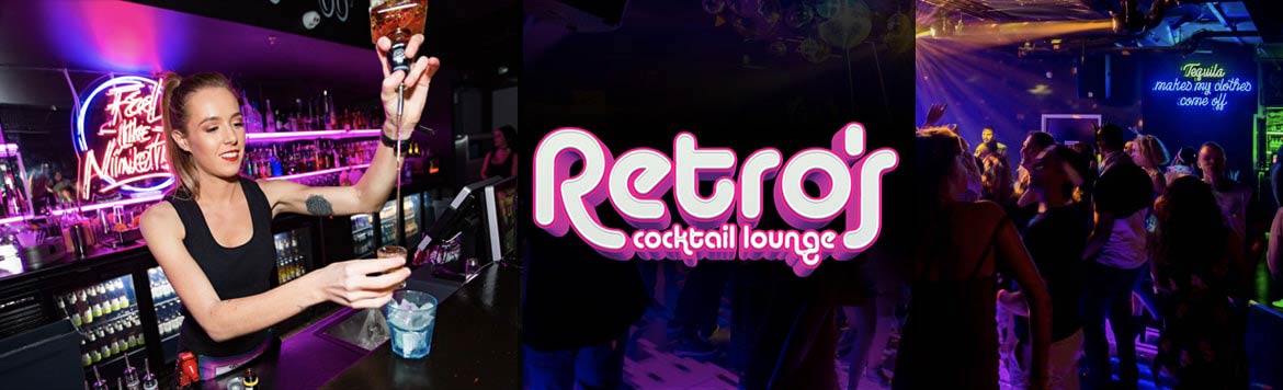 Retros lounge cocktails bartender banner surfers paradise night club